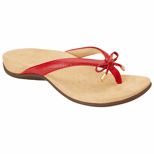 Vionic Bella II Toe Post - Style 10000448-RDLZD - Black, Black Lizard, Blue, Denim, Gold Cork, Navy Lizard, Pewter, Purple Lizard, Red Lizard, Red Patent, Tortoise, White, White Floral