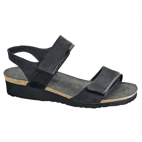 Naot Women's Aisha - Style 7308-N42 - Black Velvet/Black Madras Leather