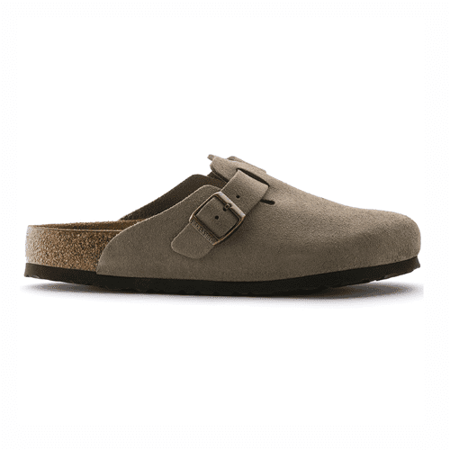 Birkenstock Boston LTHR SF SD - Style BOSTON 560771&3 LTHR SF SD NAR/REG - Taupe Suede - Image 2