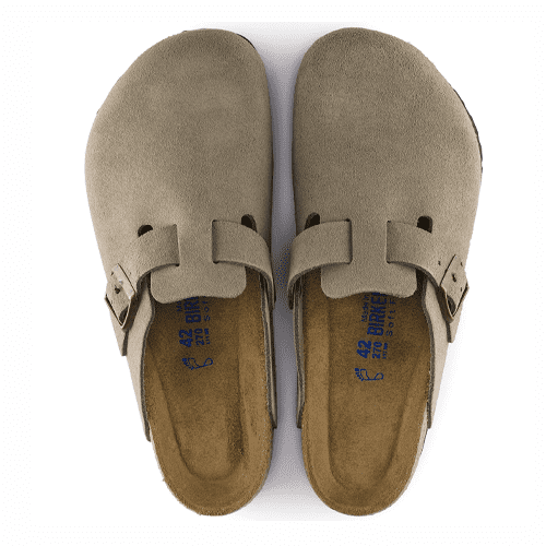Birkenstock Boston LTHR SF SD - Style BOSTON 560771&3 LTHR SF SD NAR/REG - Taupe Suede - Image 3